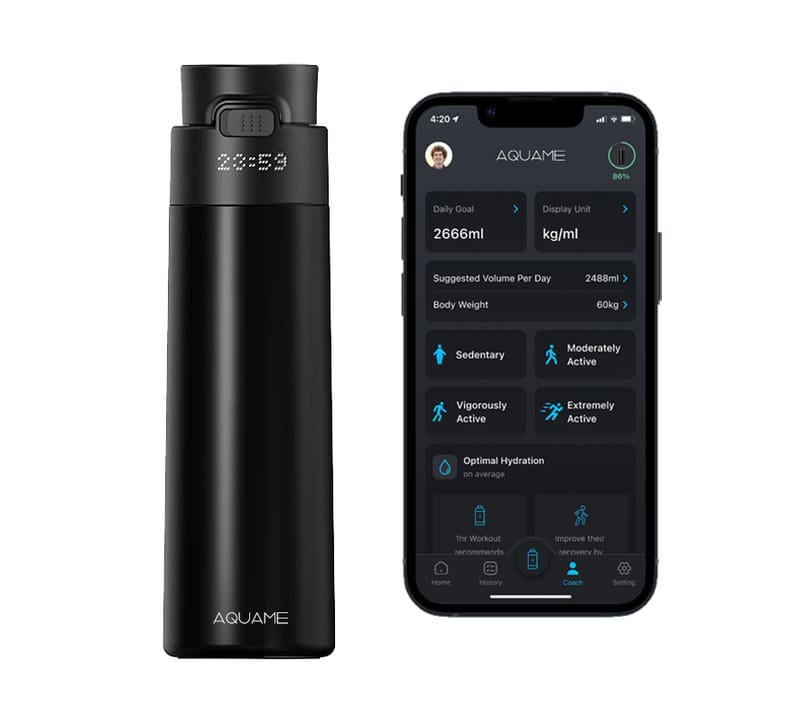 AQUAME 2.0 Smart Water Bottle(Jet Black)